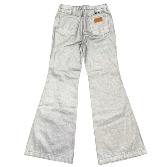 Wrangler x Fender Silver Metallic Wanderer Flare Jeans NWT 29 Rockstar Core - Picture 5 of 13